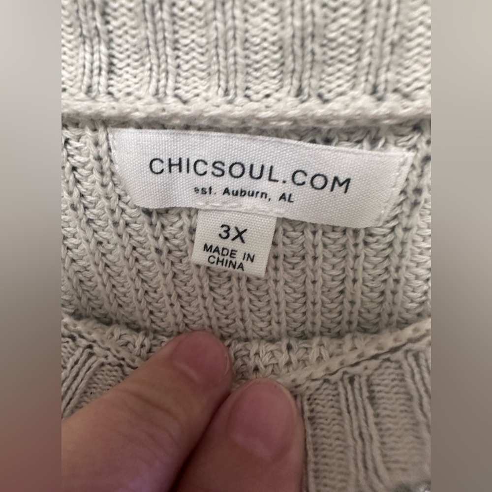 ChicSoul Down and Around grey multi striped sweater - Picture 6 of 7